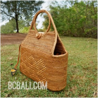 full handmade handwoven handbag balinese ethnic design natural